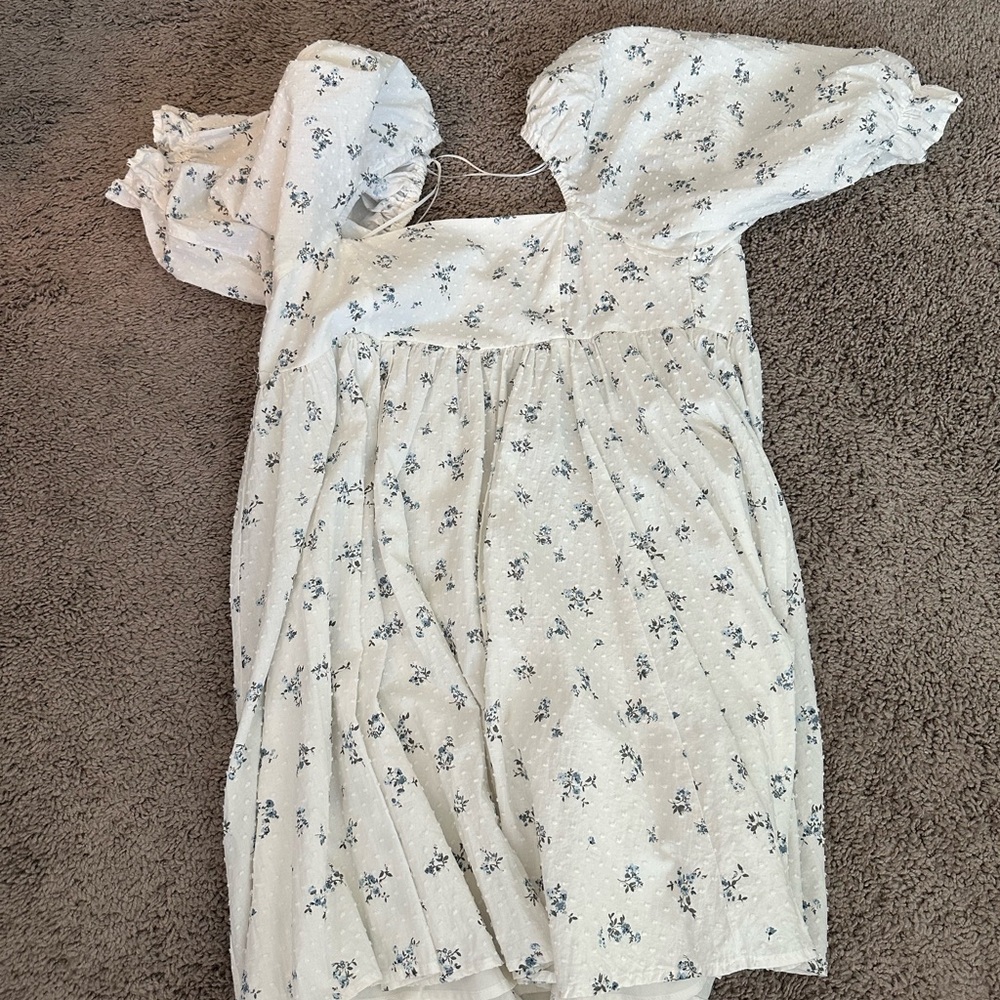 Altar'd State White and Blue Floral Dress